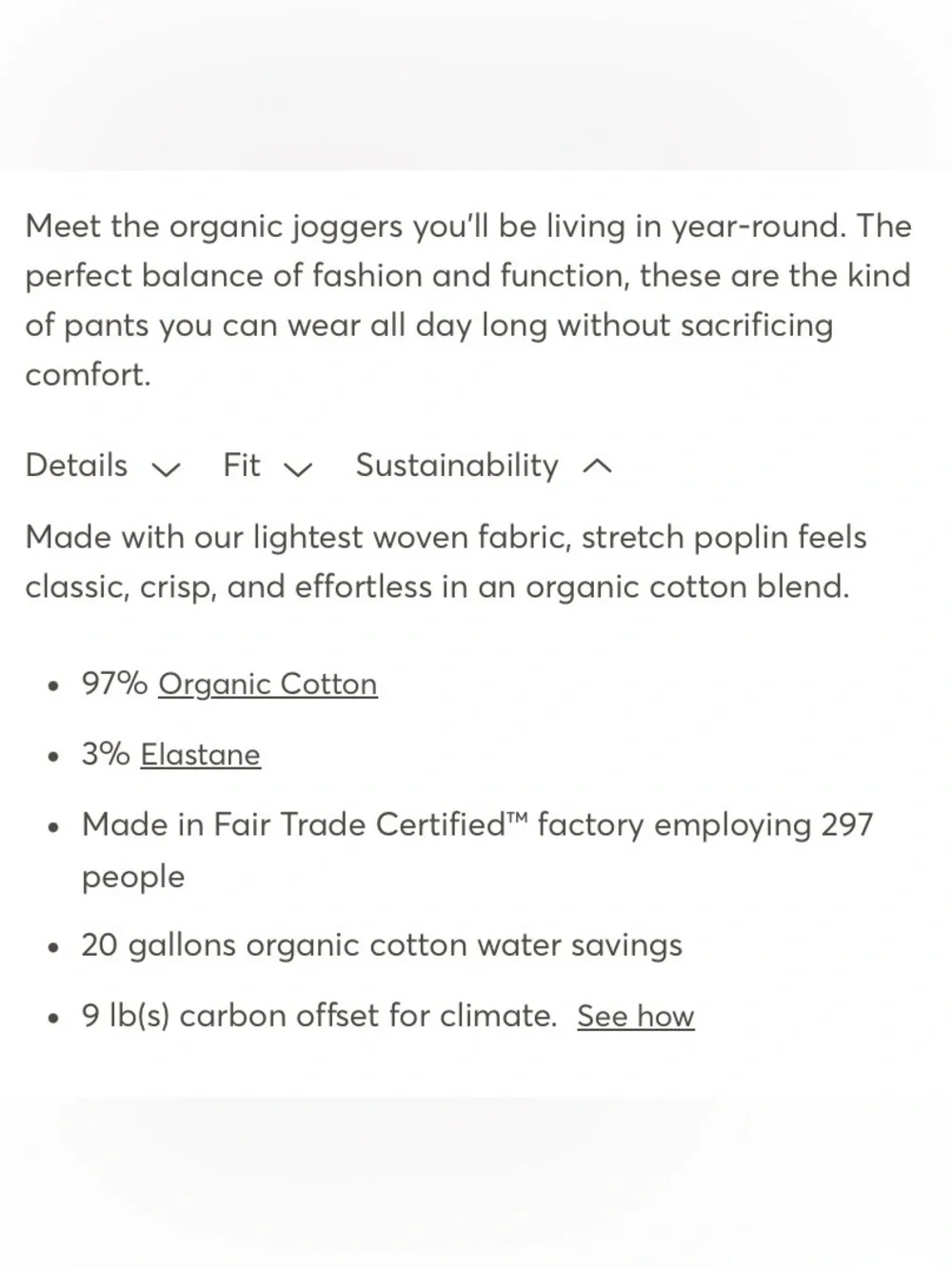PACT ORGANIC STRETCH POPLIN JOGGER SIZE LARGE IN DRIFTWOOD - Picture 10 of 10